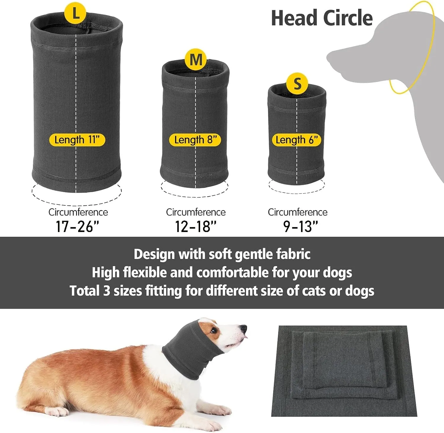 Quiet Ears for Dogs Hats Hoodies Dog's Ear Muffs Headband Noise Ear Protection for Dogs,Grey M