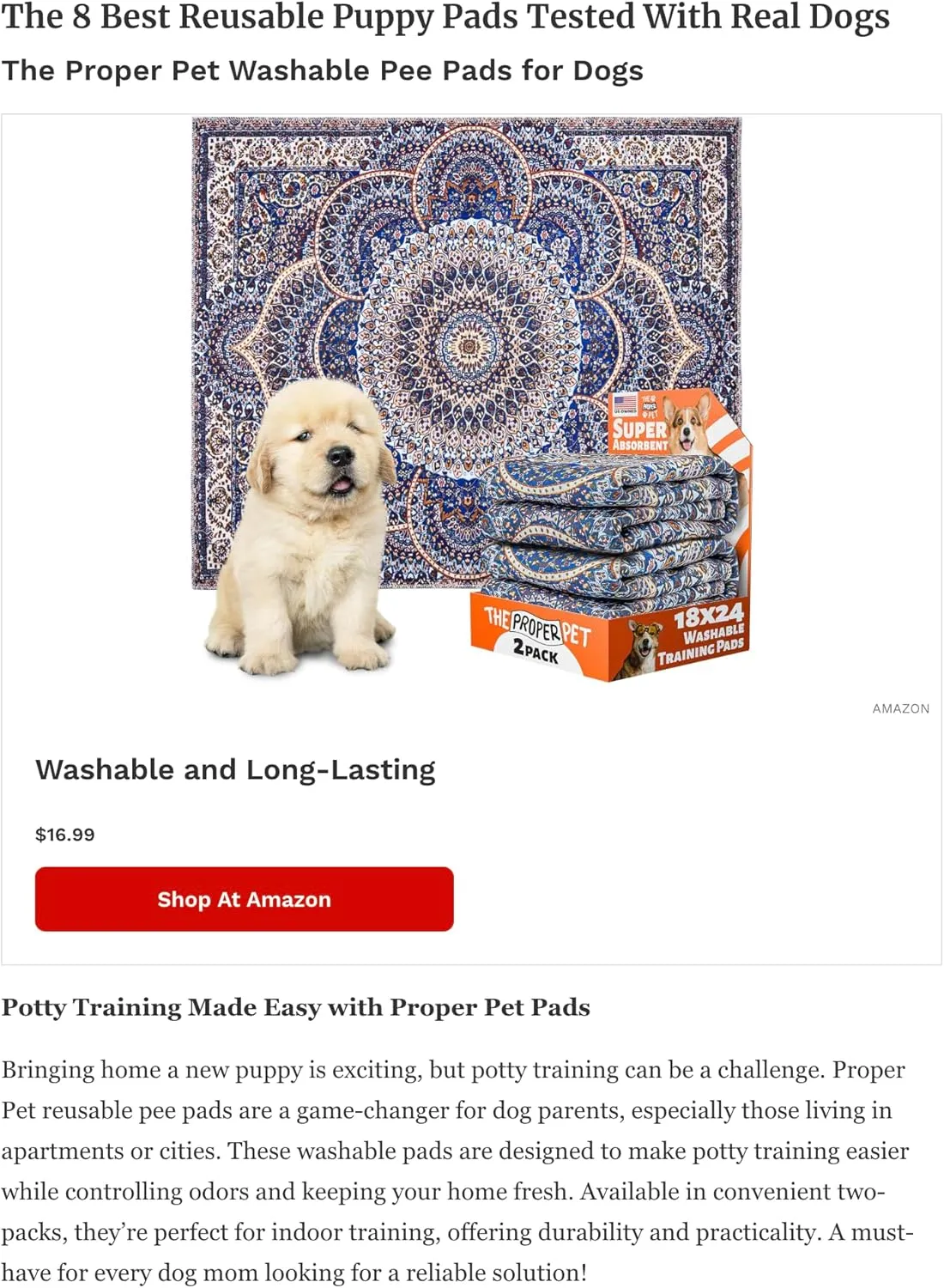 Reusable Puppy Potty Training Mats 18x24 - 2Pack Washable Pee Pads for Dogs - Super Absorbent Cloth Whelping Blankets - Waterproof, Urine Leak-Proof & Non-Slip for Playpen Floor Carpet