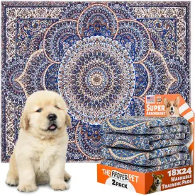 Reusable Puppy Potty Training Mats 18x24 - 2Pack Washable Pee Pads for Dogs - Super Absorbent Cloth Whelping Blankets - Waterproof, Urine Leak-Proof & Non-Slip for Playpen Floor Carpet
