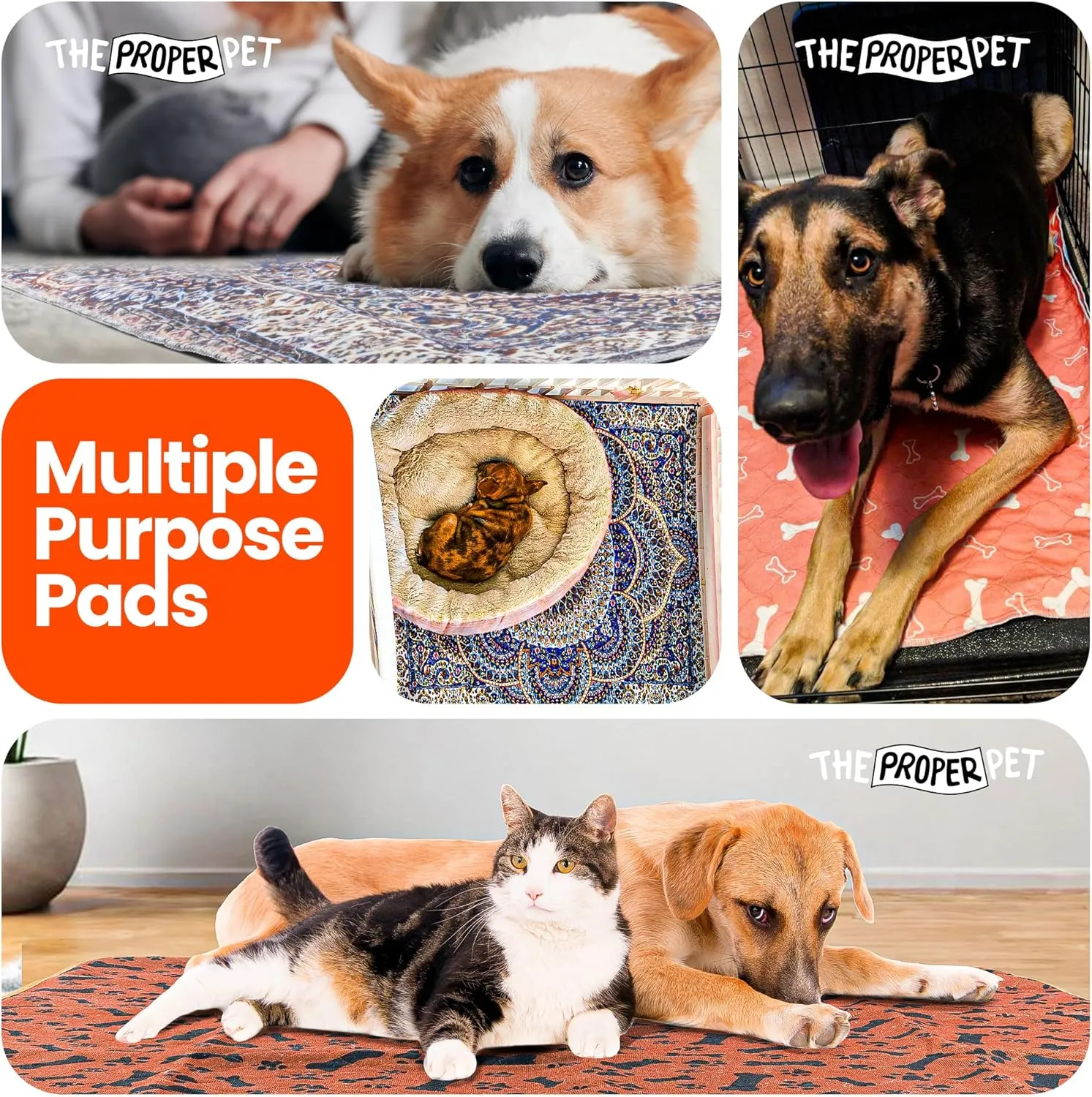 Reusable Puppy Potty Training Mats 18x24 - 2Pack Washable Pee Pads for Dogs - Super Absorbent Cloth Whelping Blankets - Waterproof, Urine Leak-Proof & Non-Slip for Playpen Floor Carpet