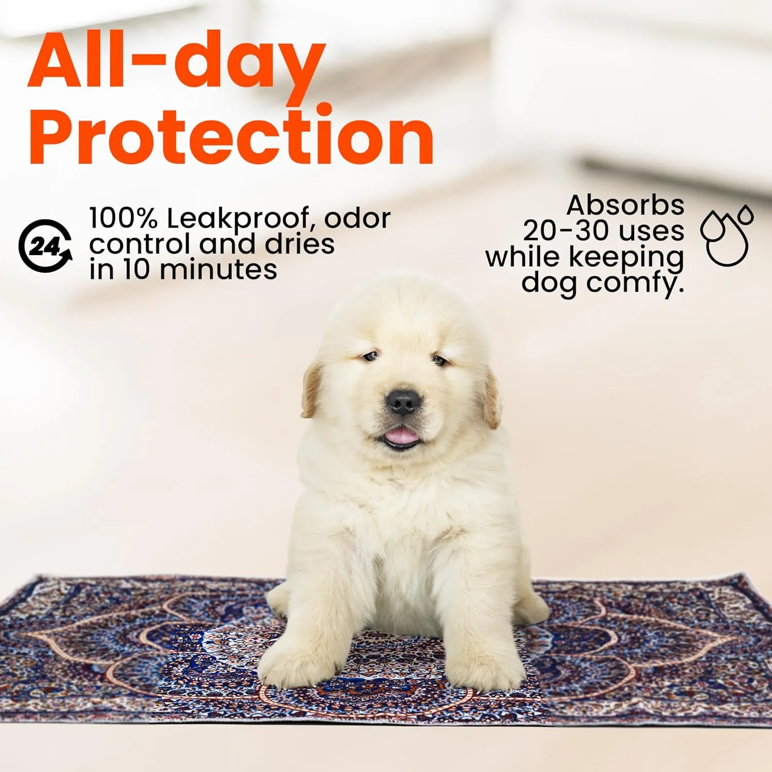 Reusable Puppy Potty Training Mats 18x24 - 2Pack Washable Pee Pads for Dogs - Super Absorbent Cloth Whelping Blankets - Waterproof, Urine Leak-Proof & Non-Slip for Playpen Floor Carpet
