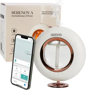 Serenova Battery Operated Aromatherapy Diffuser - Ultrasonic Cordless Diffuser with Waterless Aroma, Cute Essential Oil Diffuser for Bedroom, Wireless Scent Diffuser, Air Freshener Spray Dispenser
