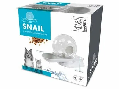 Snail Water Dispenser & Food Bowl 2 In 1 Grey