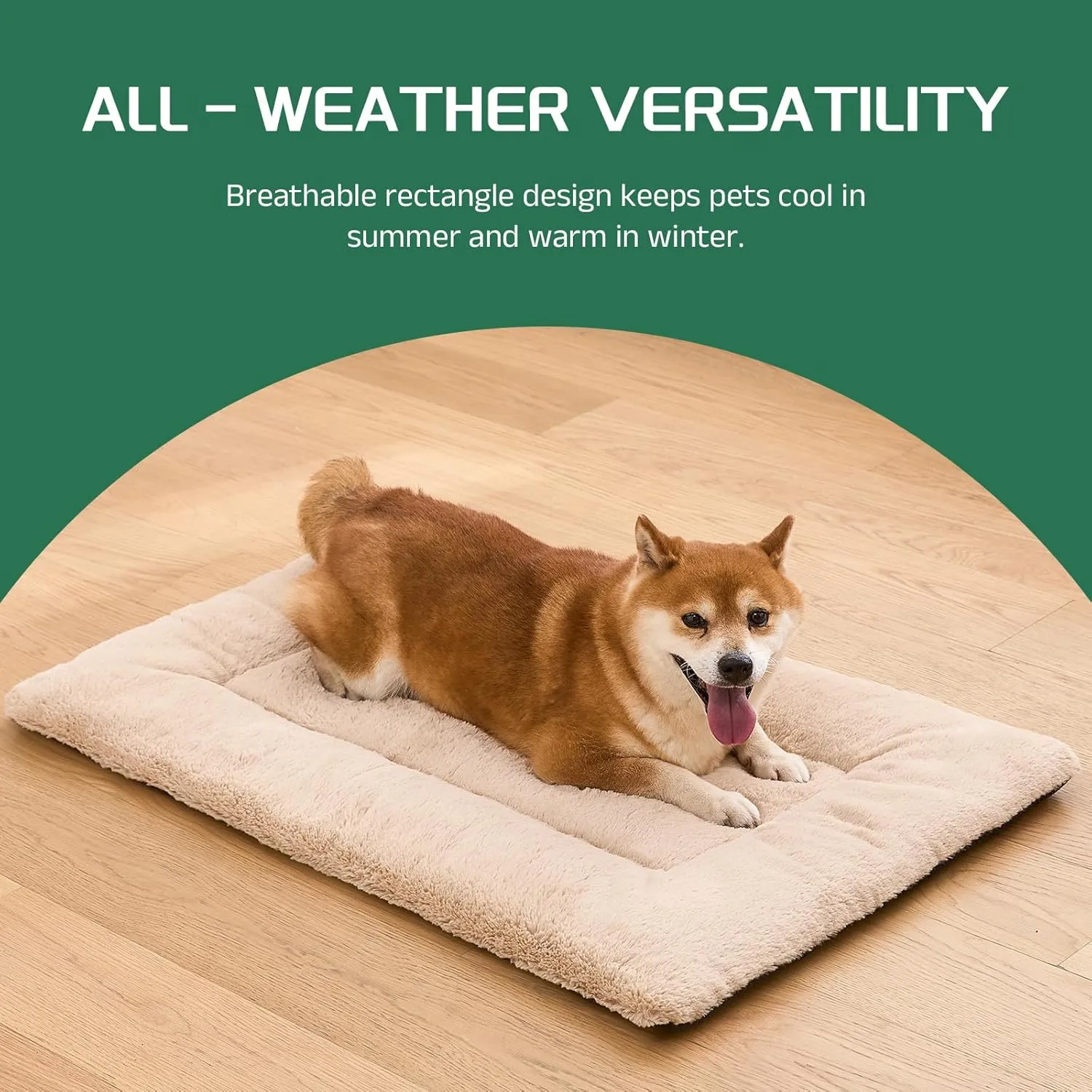 Washable Dog Crate Bed Mat for Medium/Large Dogs  All-Season Comfort with Ultra-Soft Flannel & Heavy-Duty Support