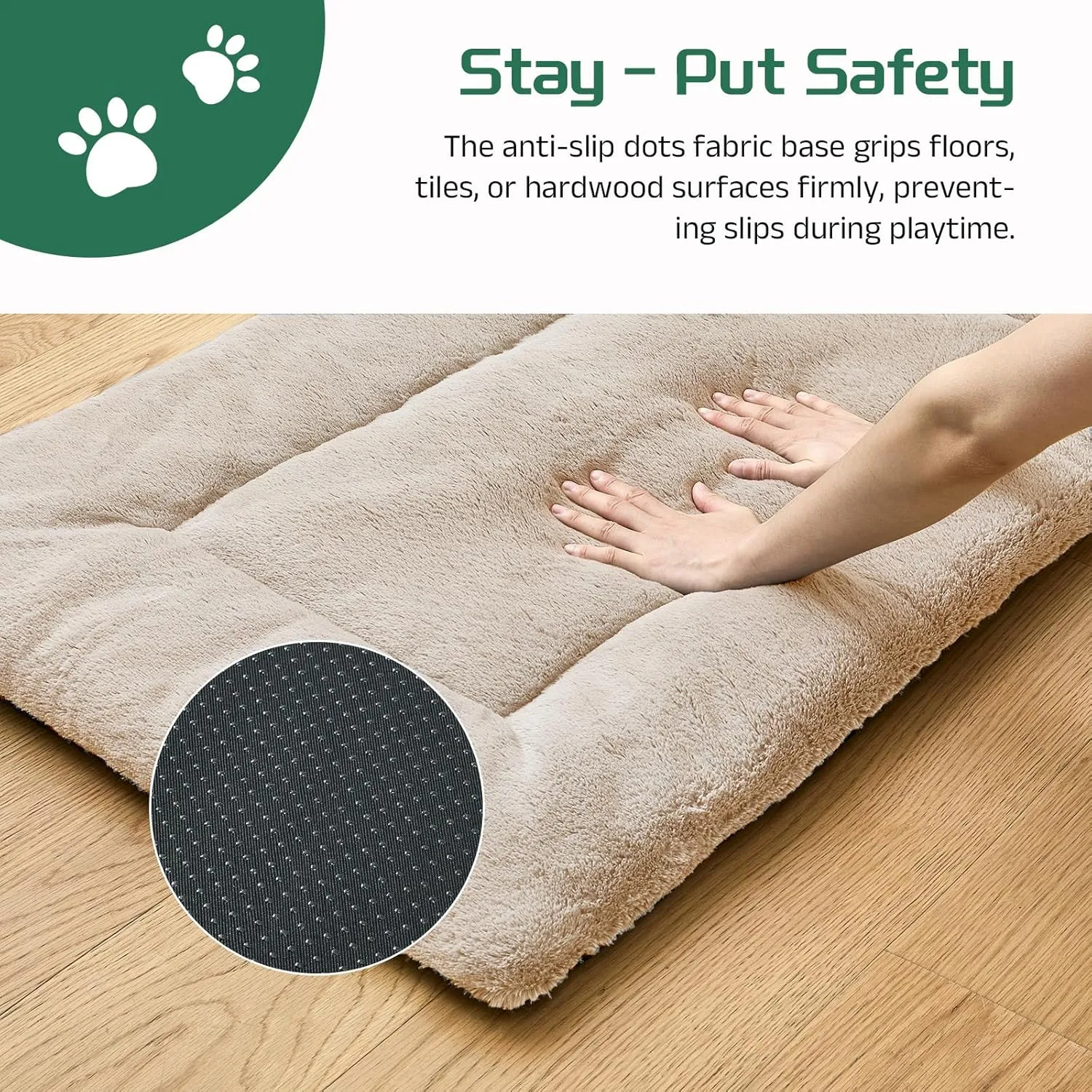 Washable Dog Crate Bed Mat for Medium/Large Dogs  All-Season Comfort with Ultra-Soft Flannel & Heavy-Duty Support