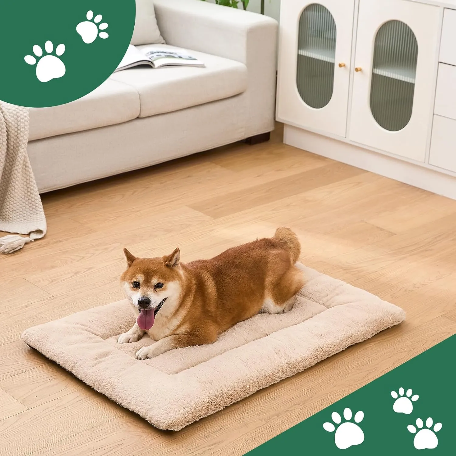 Washable Dog Crate Bed Mat for Medium/Large Dogs  All-Season Comfort with Ultra-Soft Flannel & Heavy-Duty Support