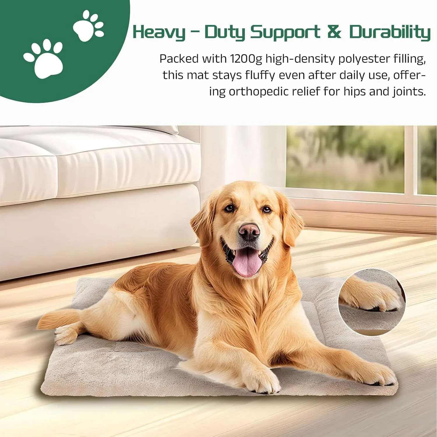 Washable Dog Crate Bed Mat for Medium/Large Dogs  All-Season Comfort with Ultra-Soft Flannel & Heavy-Duty Support