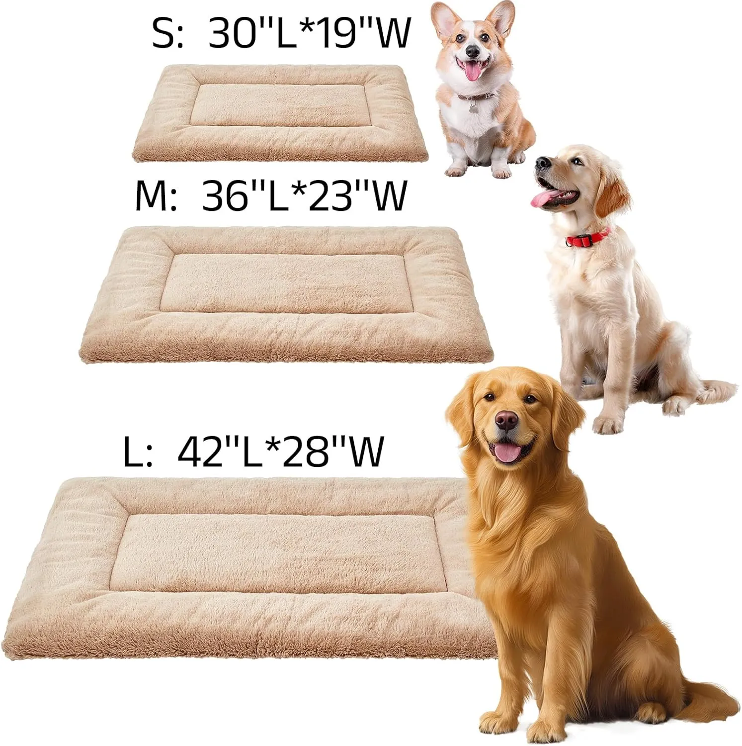Washable Dog Crate Bed Mat for Medium/Large Dogs  All-Season Comfort with Ultra-Soft Flannel & Heavy-Duty Support