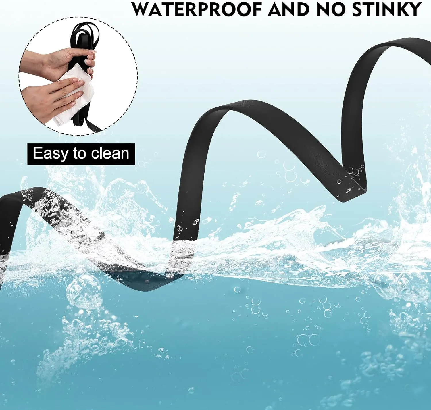Waterproof Long Leash Durable Dog Recall Training Lead Great for Outdoor Hiking, Training, Yard, Beach and Swimming (Black, 10ft)