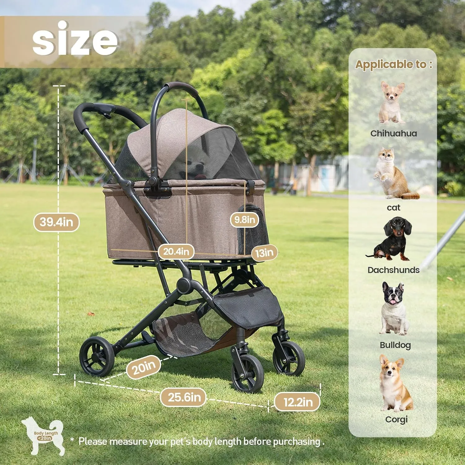 Wdyvko 3 in 1 Dog Stroller, Upgraded Frame, Up to 44lbs Pet Stroller with Dog Poop Bags & Dispenser, Zipperless Entry, Storage Basket & Pouch for Small Dogs Cats (Coffee)