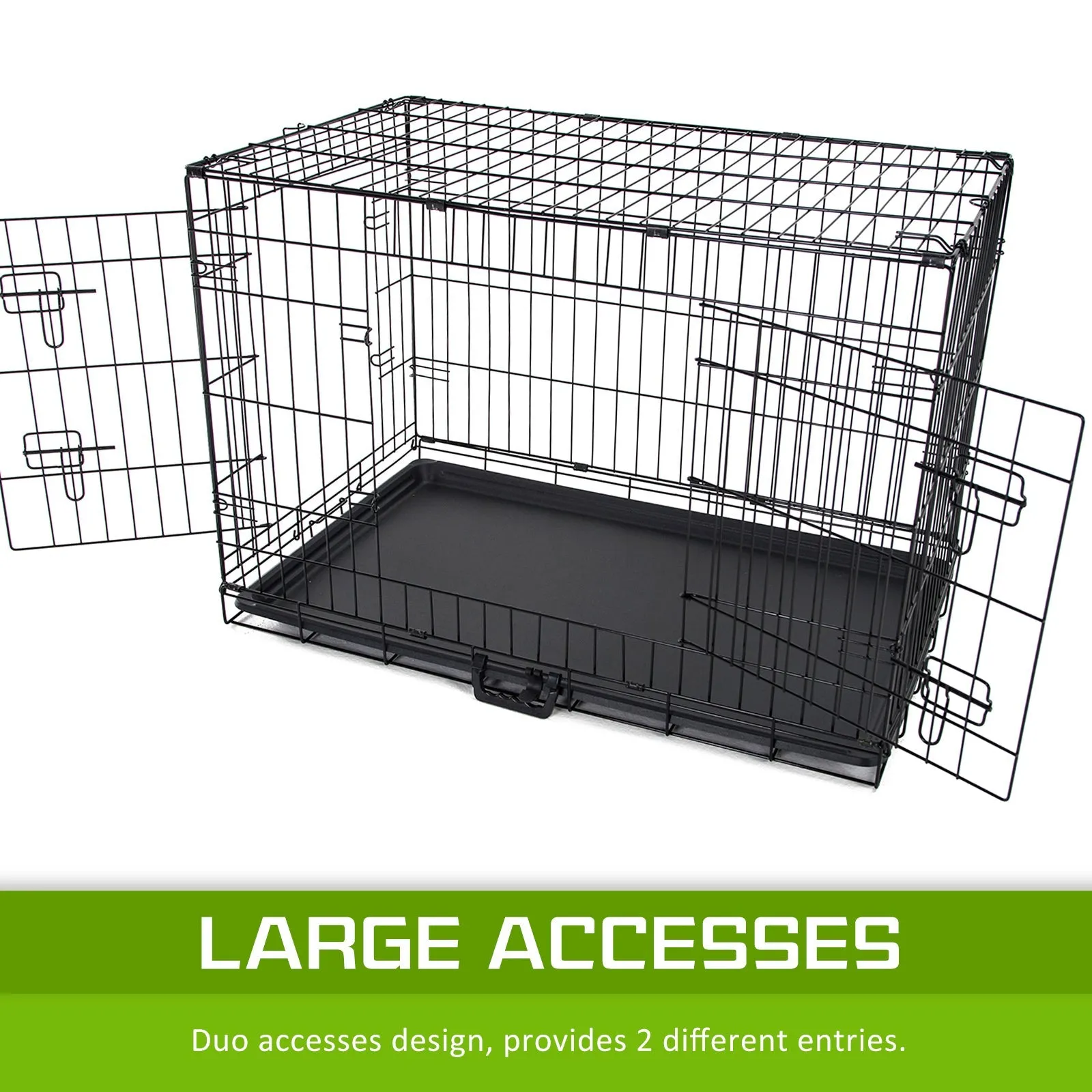 Wire Dog Cage Foldable Crate Kennel 42in with Tray   Pink Cover Combo