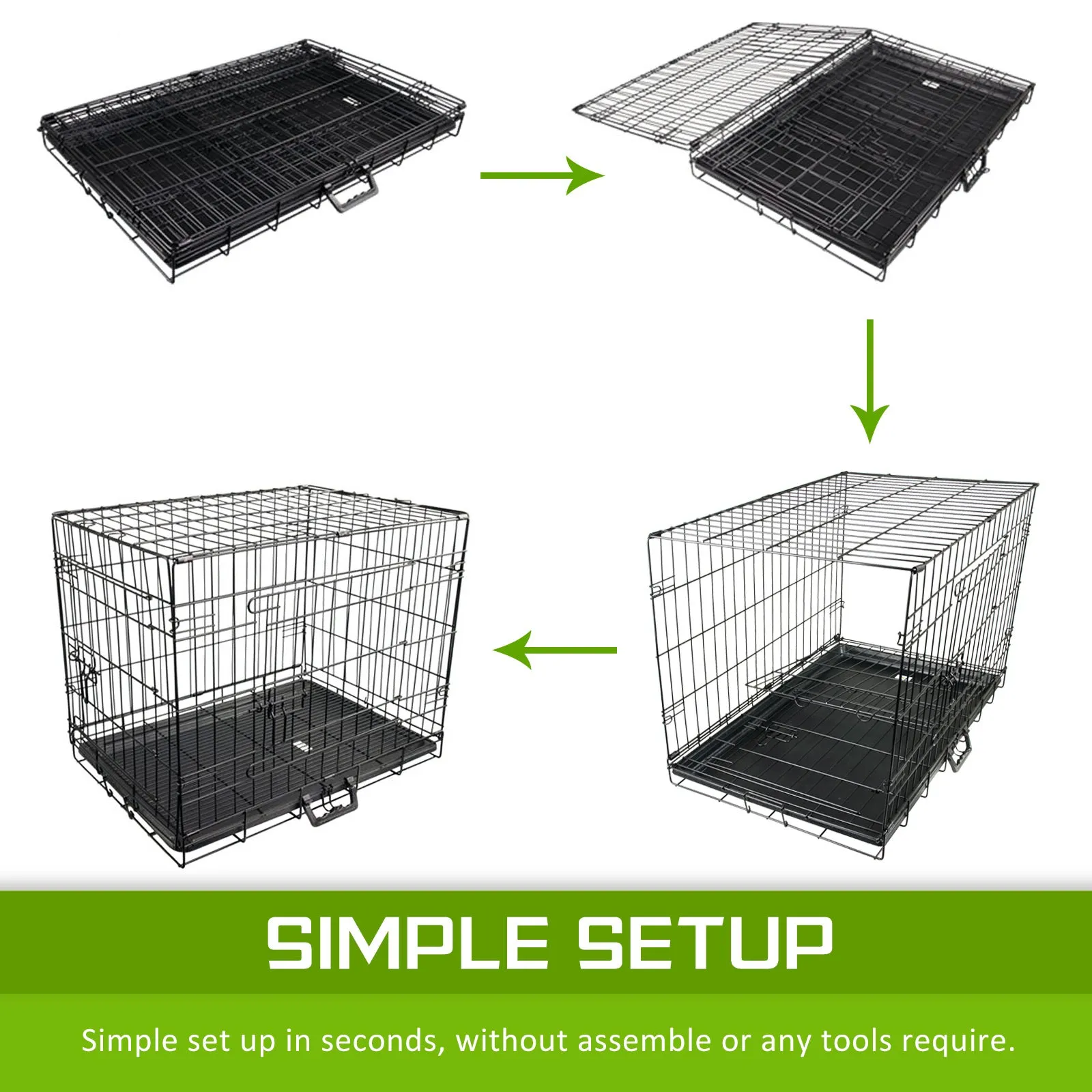 Wire Dog Cage Foldable Crate Kennel 42in with Tray   Pink Cover Combo