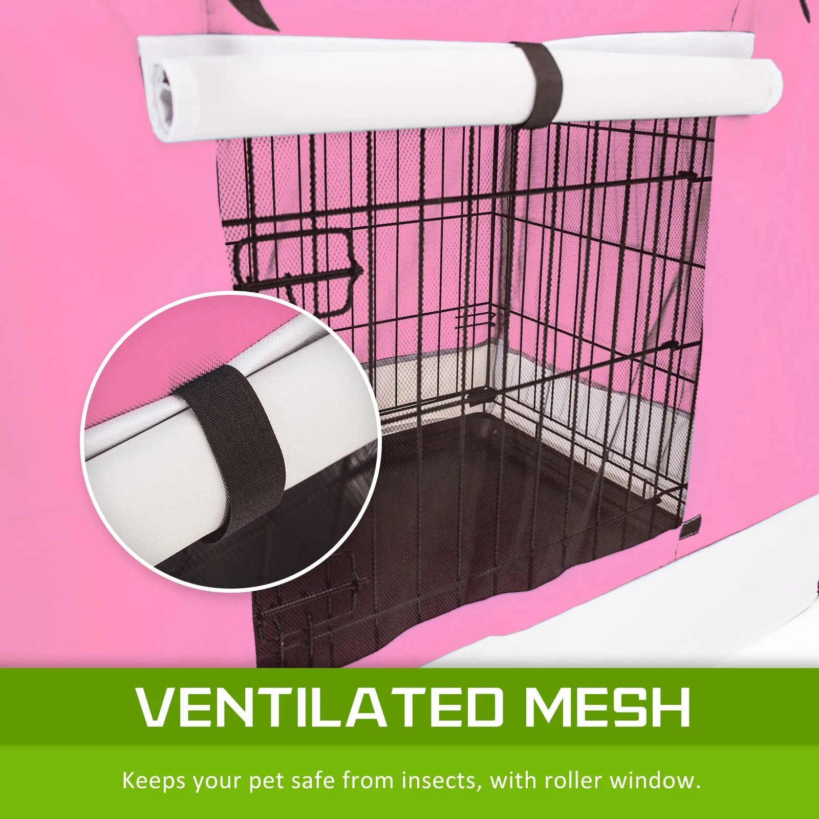 Wire Dog Cage Foldable Crate Kennel 42in with Tray   Pink Cover Combo