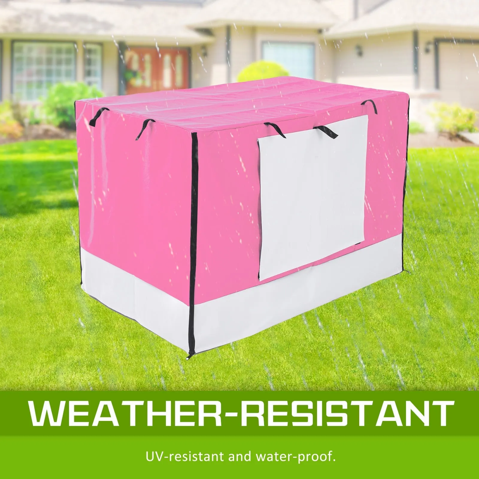 Wire Dog Cage Foldable Crate Kennel 42in with Tray   Pink Cover Combo