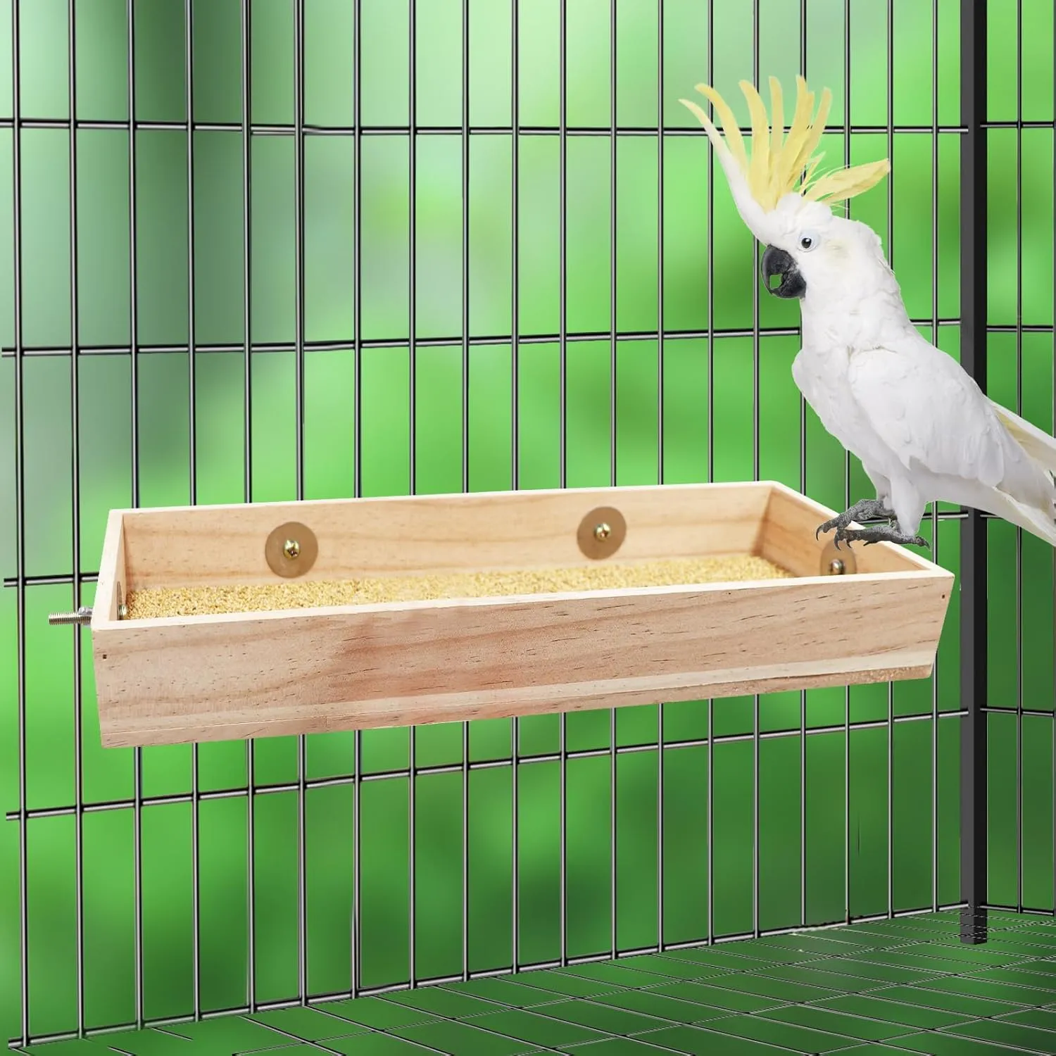 Wooden Parrot Bird Feeding Cups, Perch Stand, Food Dish, Cage Standing Bowl Toy for Small Animals, Parakeets, Budgies, Love Birds, Rats