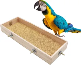 Wooden Parrot Bird Feeding Cups, Perch Stand, Food Dish, Cage Standing Bowl Toy for Small Animals, Parakeets, Budgies, Love Birds, Rats