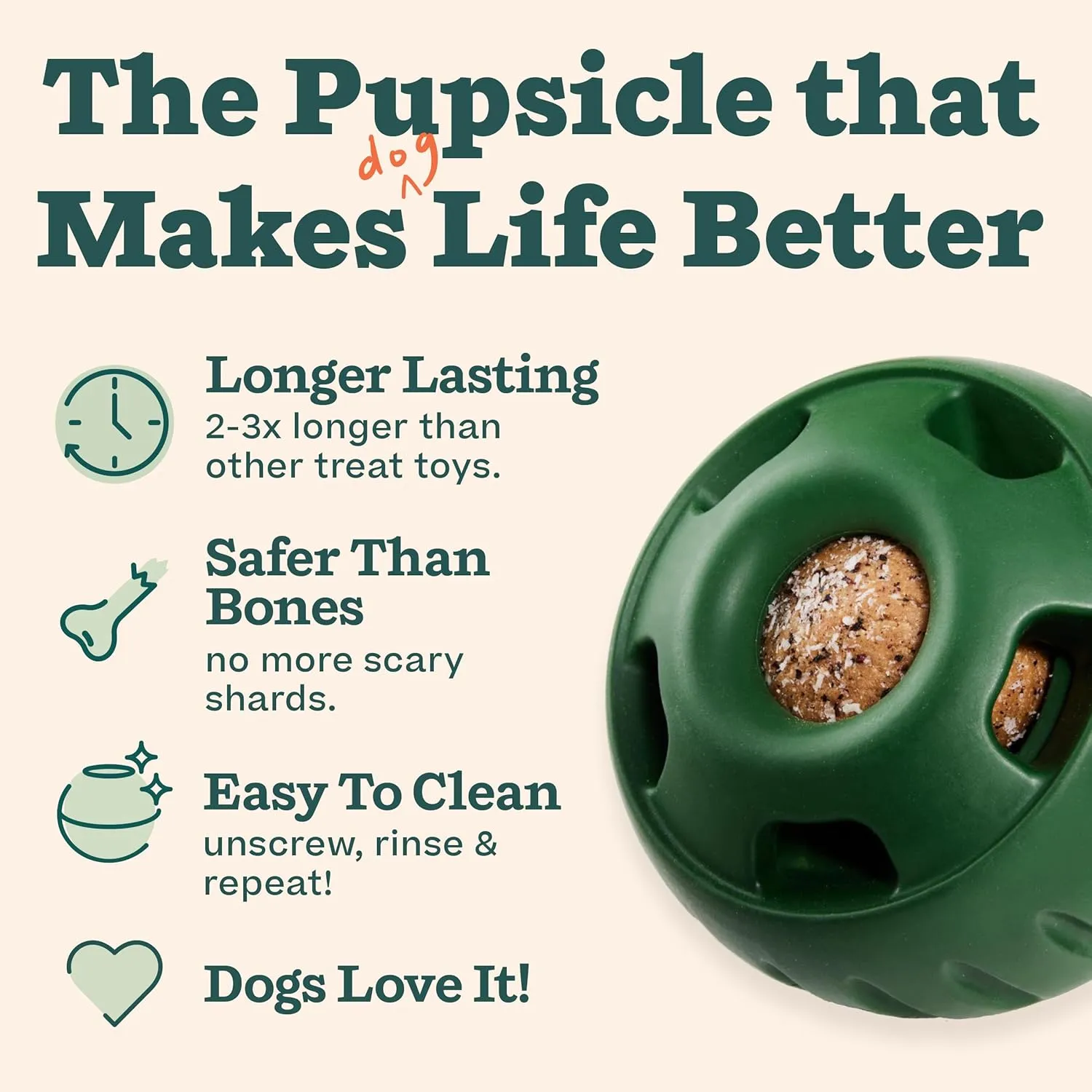 WOOF Pupsicle and Treat Tray - Long-Lasting Interactive Dog Toy for Boredom and Silicone Mold - Reusable, Dishwasher Safe - For Small Dogs 10-25 lbs