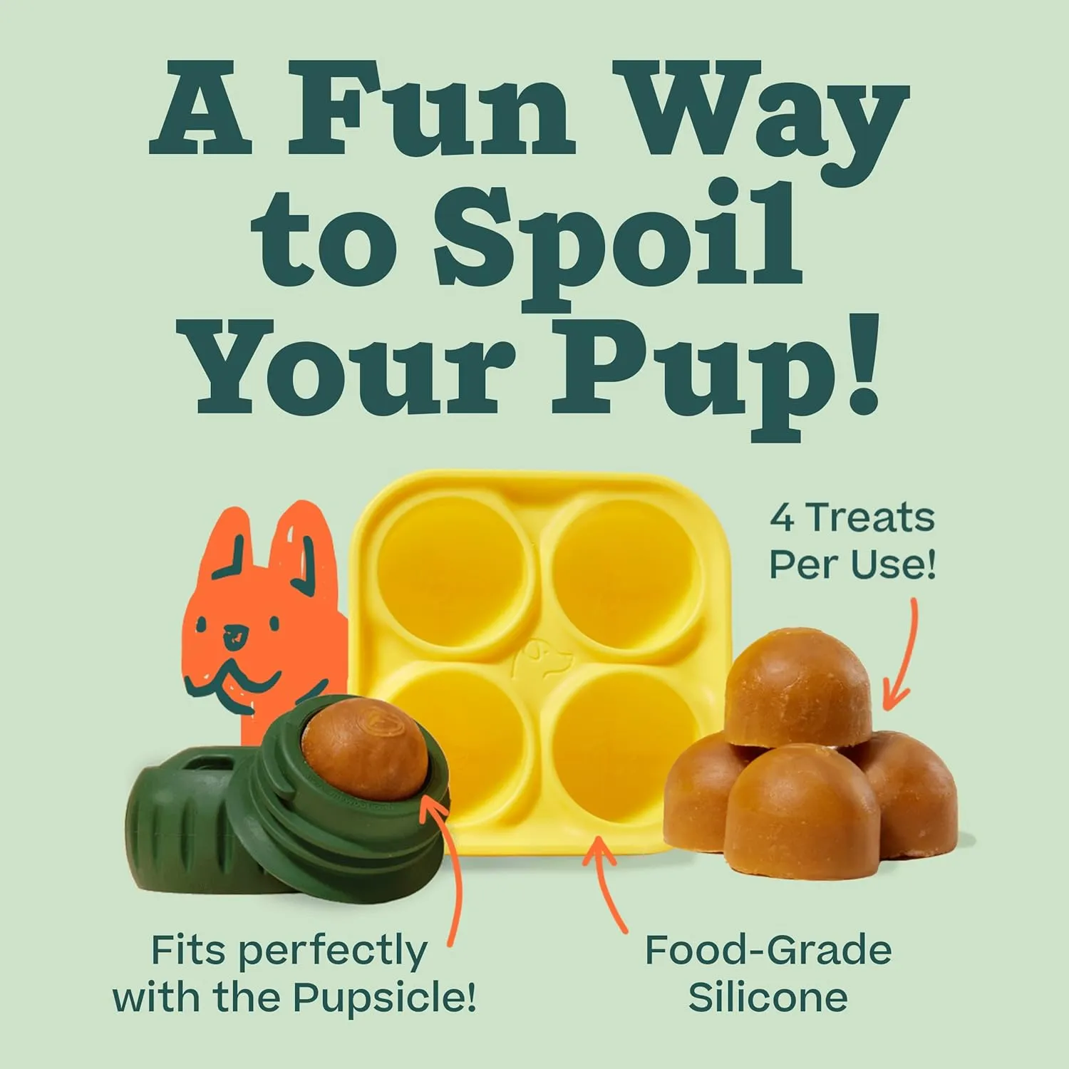 WOOF Pupsicle Treat Tray Mold, Large 25-75lbs, Silicone Molds for Dog Treats, Dishwasher Safe, Reusable Treat Tray, Freeze Refill Treats For The Pupsicle Toy