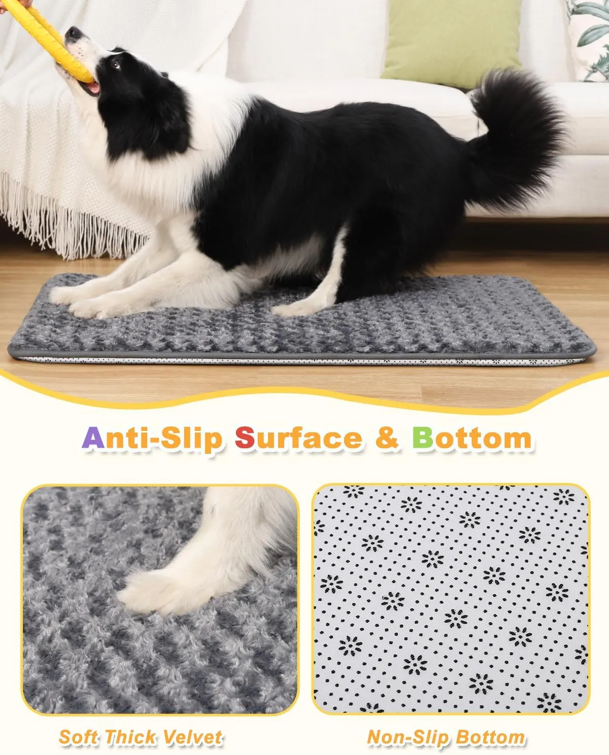 XXL Dog Bed for Crate High Resilience Foam Crate Pad Mat for Large Dogs Washable Anti-Slip,47" x 29",Dark Gray