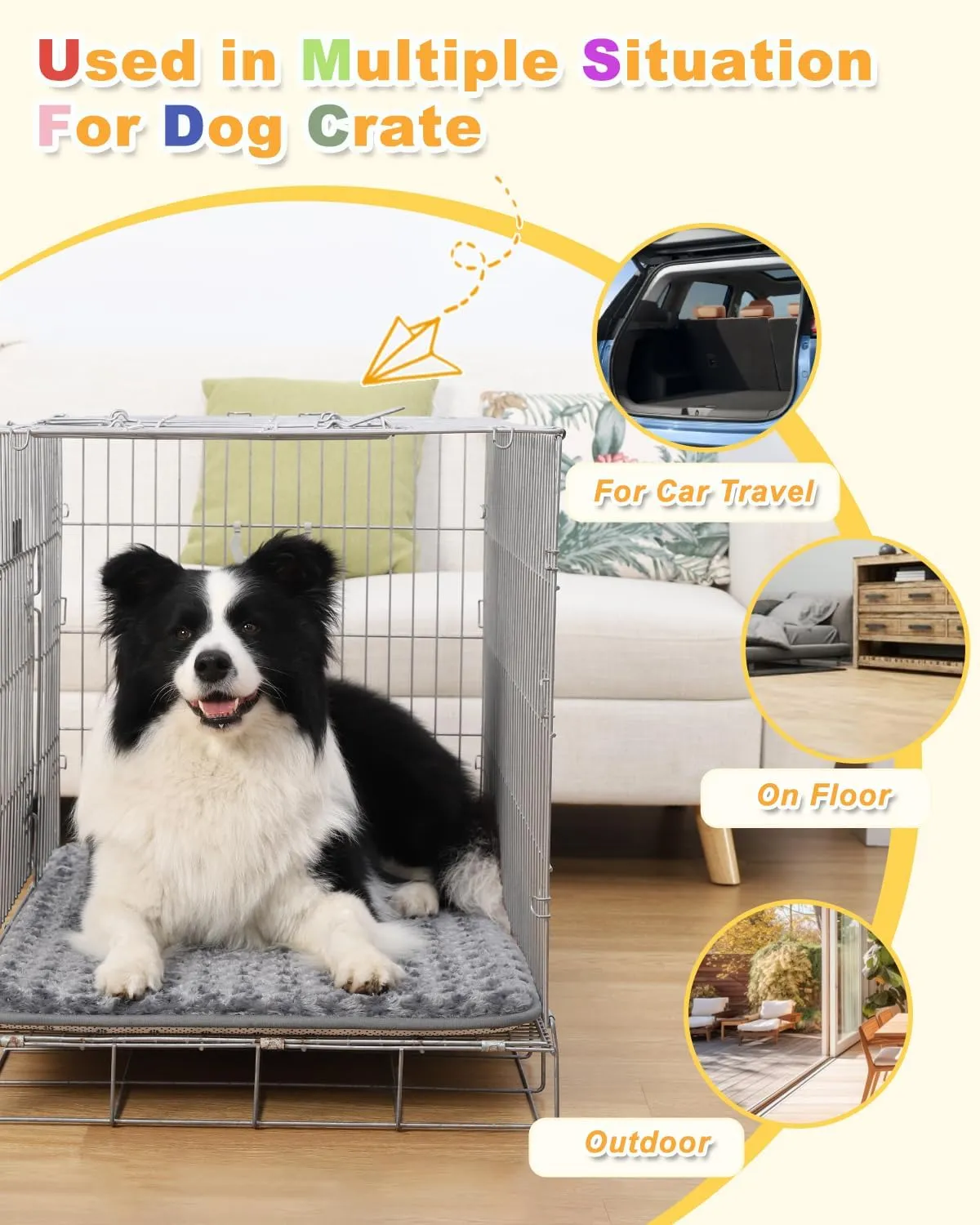 XXL Dog Bed for Crate High Resilience Foam Crate Pad Mat for Large Dogs Washable Anti-Slip,47" x 29",Dark Gray
