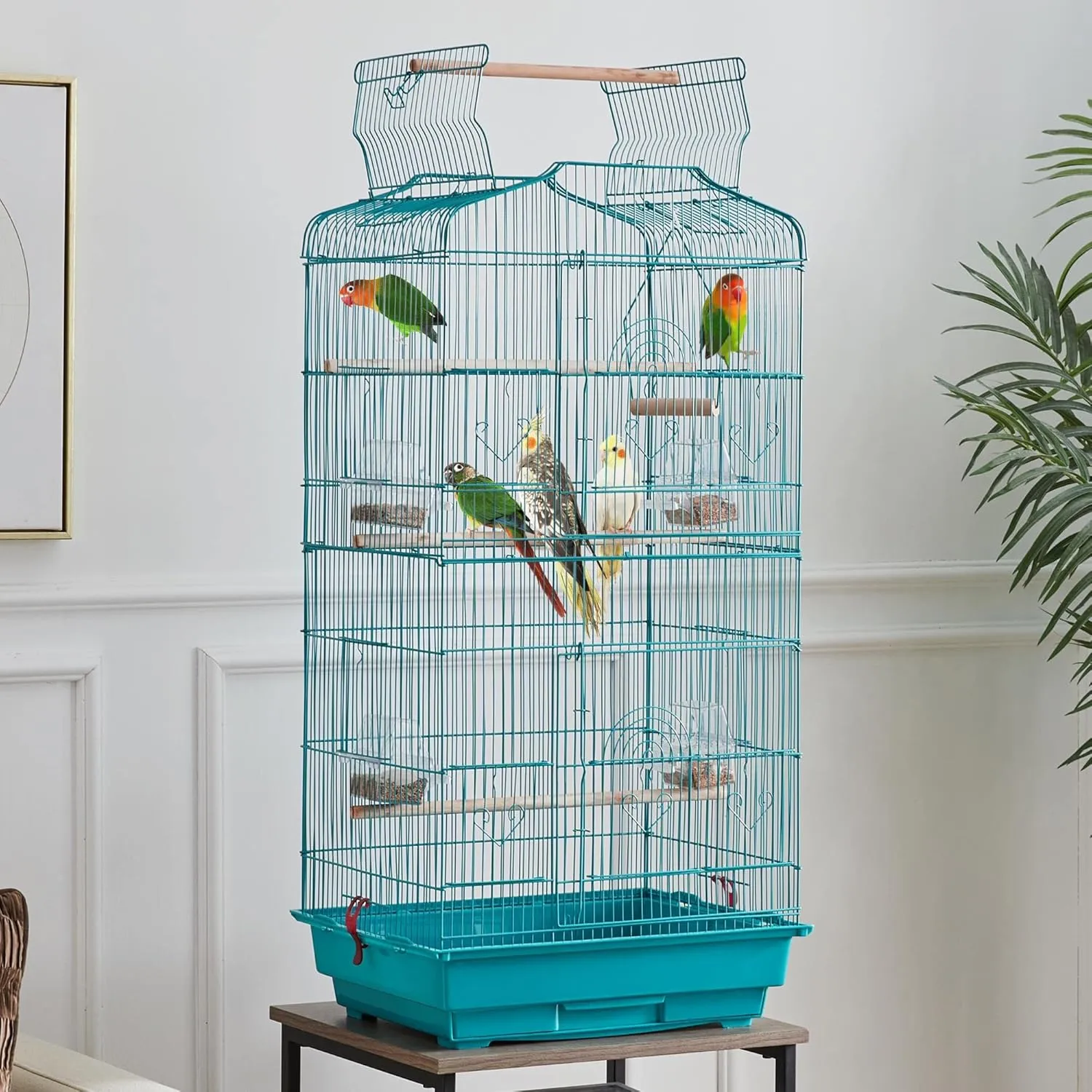 Yaheetech 41inch Height Open Play Top Bird Cage Metal Parakeet Cage for Small Parrots Canary Cockatiel Green Cheek Quaker Parrot