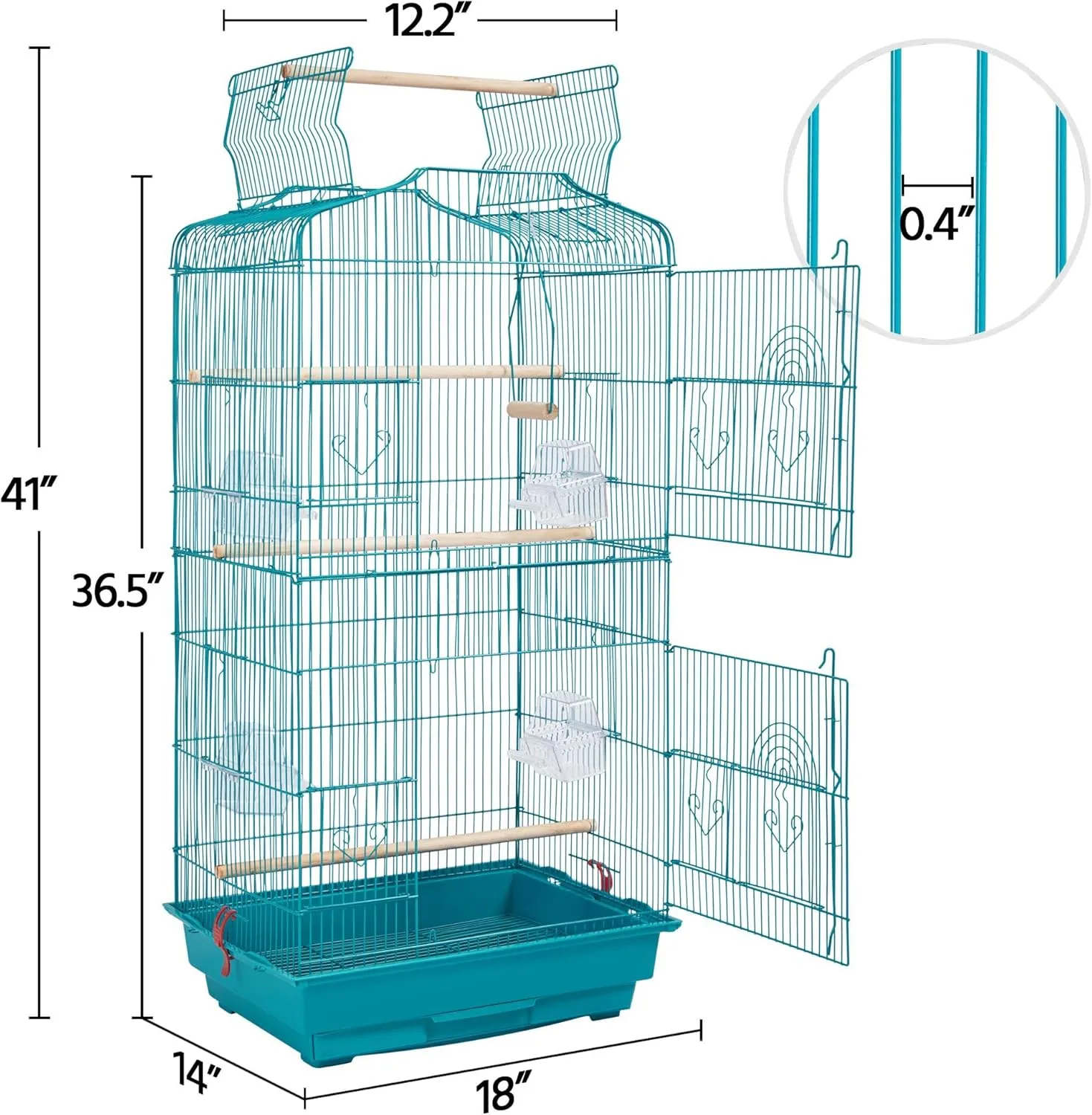 Yaheetech 41inch Height Open Play Top Bird Cage Metal Parakeet Cage for Small Parrots Canary Cockatiel Green Cheek Quaker Parrot