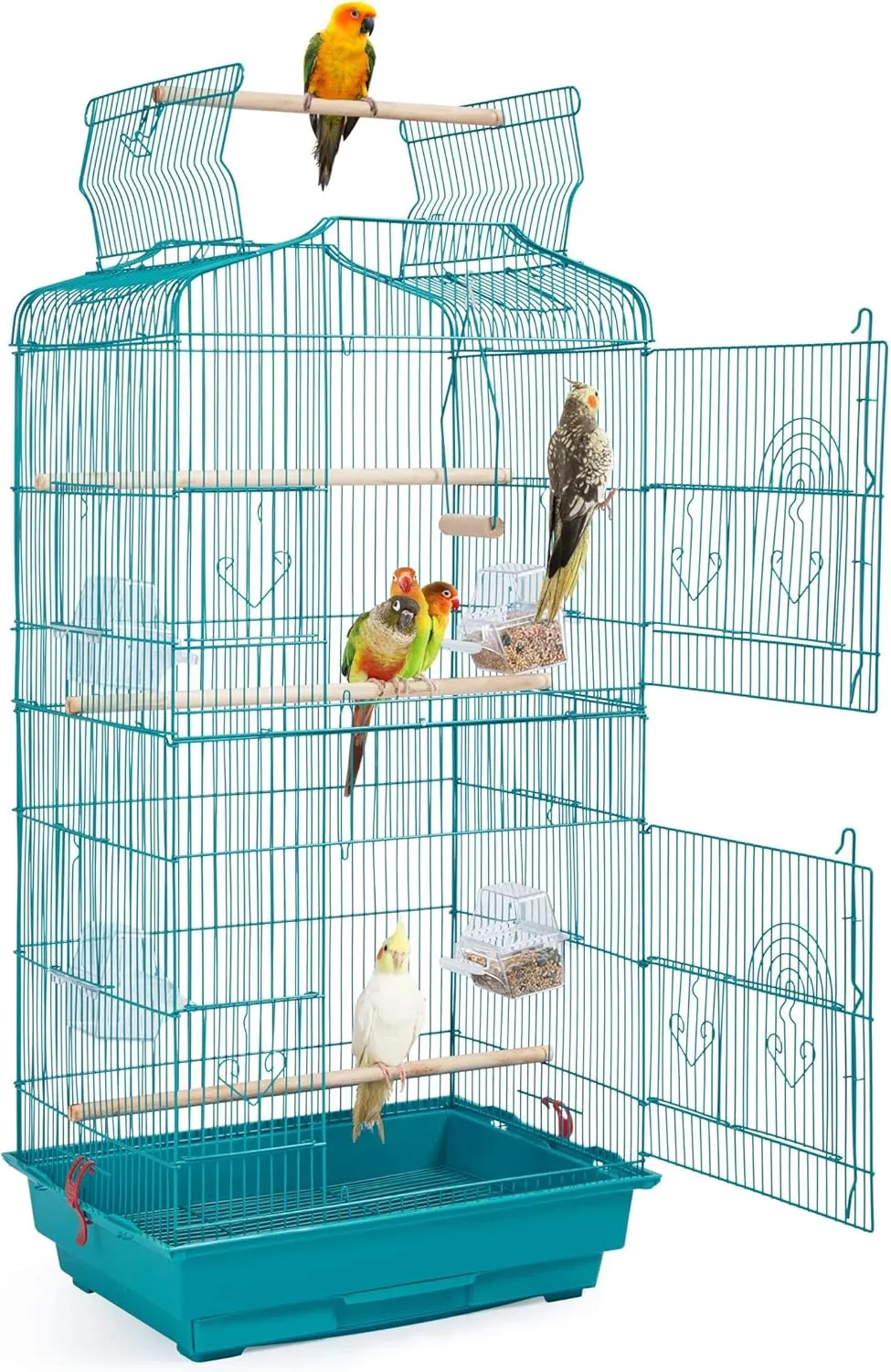 Yaheetech 41inch Height Open Play Top Bird Cage Metal Parakeet Cage for Small Parrots Canary Cockatiel Green Cheek Quaker Parrot