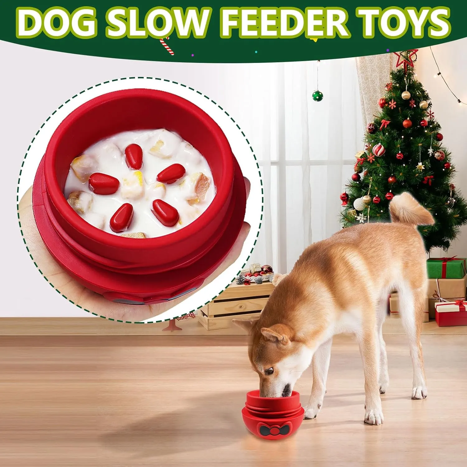 Yipetor Rubber Wobbly Dog Toy, Frozen Treat Toy, Long-Lasting Interactive Dog Toy to Keep Your Pup Distracted, Dog Slow Feeder for Healthy Eating -for Large Dogs (Red)