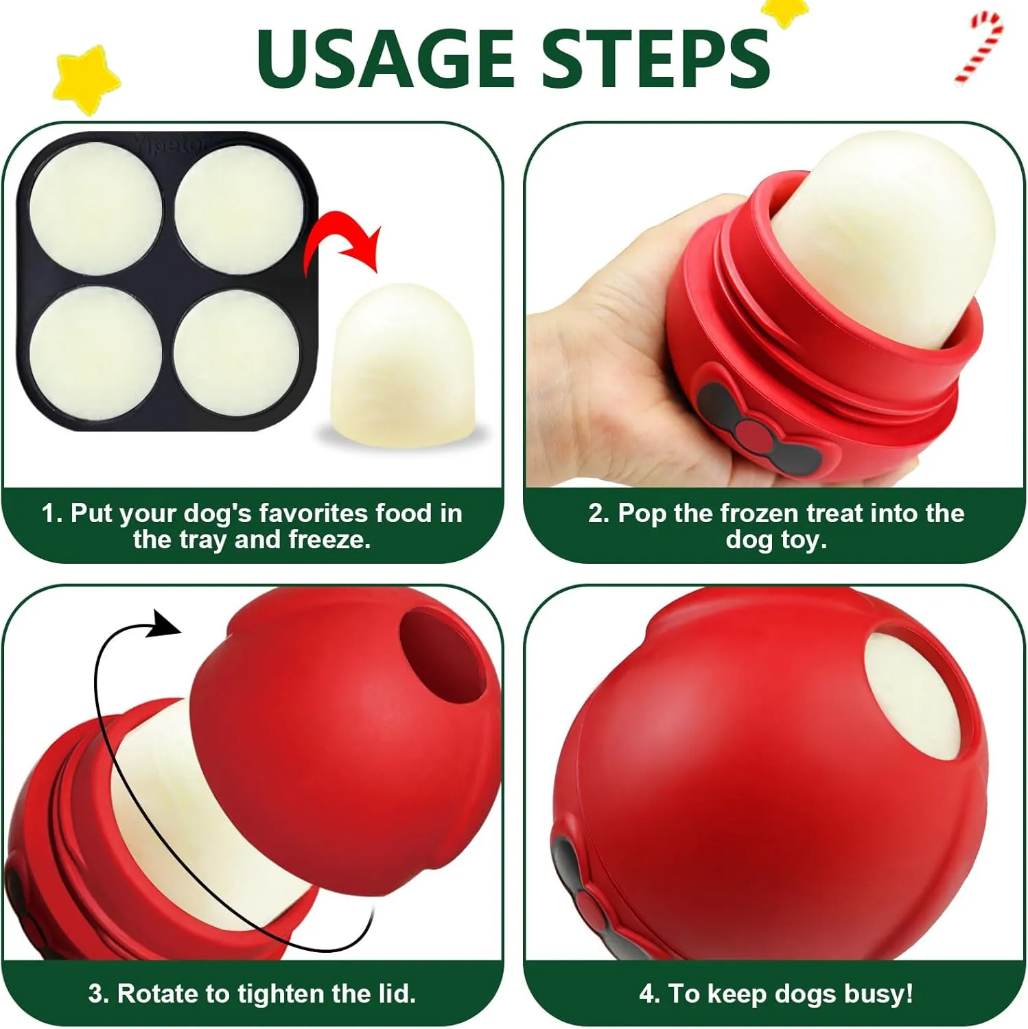 Yipetor Rubber Wobbly Dog Toy, Frozen Treat Toy, Long-Lasting Interactive Dog Toy to Keep Your Pup Distracted, Dog Slow Feeder for Healthy Eating -for Large Dogs (Red)
