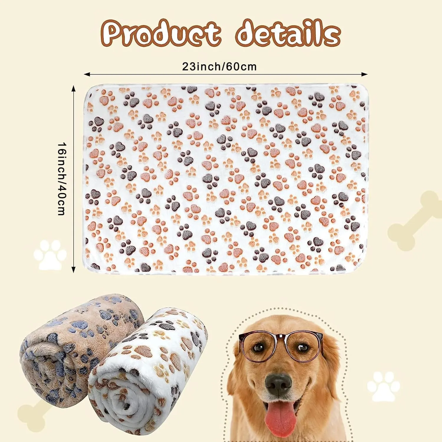 YUEPET Waterproof Dog Blankets, 2 Pack Washable Dog Blankets for Bed Couch Sofa Protector Fleece Flannel Puppy Blanket Soft Plush Reversible Throw Blanket for Small Dog Puppy Cat 23"16"(White Coffee)