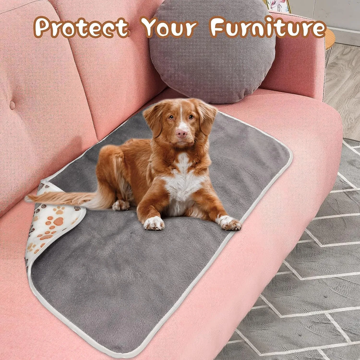 YUEPET Waterproof Dog Blankets, 2 Pack Washable Dog Blankets for Bed Couch Sofa Protector Fleece Flannel Puppy Blanket Soft Plush Reversible Throw Blanket for Small Dog Puppy Cat 23"16"(White Coffee)